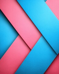 Abstract geometric background with pink and blue paper layers.
