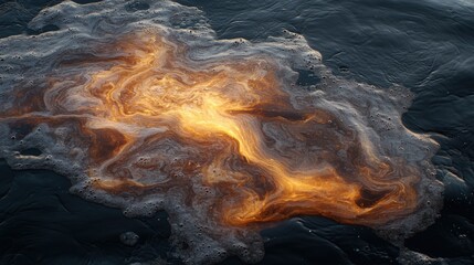 Abstract golden swirls in dark water create a mesmerizing pattern.