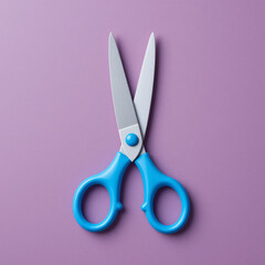 flat design of a school scissors with blue handles, kid-friendly style