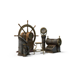 Boat Steering Wheel Isolated on Transparent Background