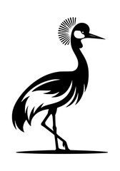 Obraz premium Elegant black crowned crane bird illustration