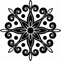 A symmetrical black ornamental design in vintage baroque style