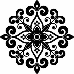 A symmetrical black ornamental design in vintage baroque style