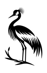 Obraz premium Elegant black and red crowned crane illustration
