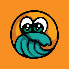 Sun and wave cartoon vector illustration