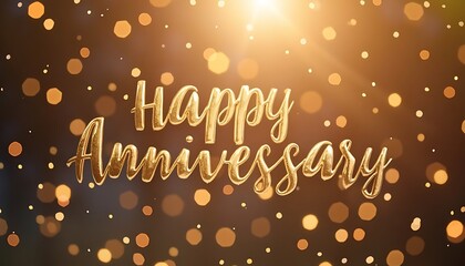 Happy Anniversary: Gold Lettering with Sparkling Lights