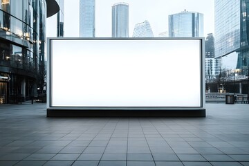 Blank White Billboard in a Modern Urban Environment