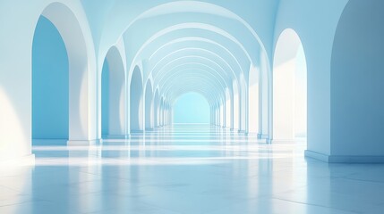 Elegant ethereal architecture with repetitive arches serene space and light modern backdrop design