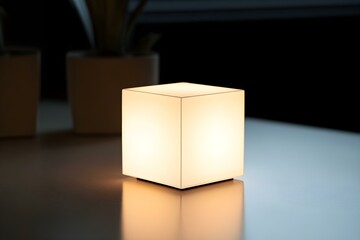 Minimalist Illuminated Cube Light in a Sleek Modern Interior
