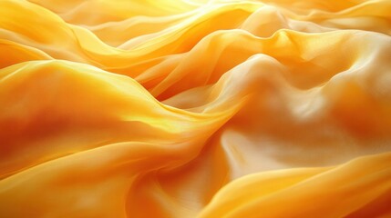 Obraz premium Flowing sunny silk fabric with dynamic folds soft textures gentle illumination warm golden hues artistic macro shot