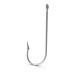 Stainless Steel Fishing Hook Isolated on Transparent Background