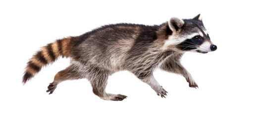 raccoon running, isolated on transparent background.