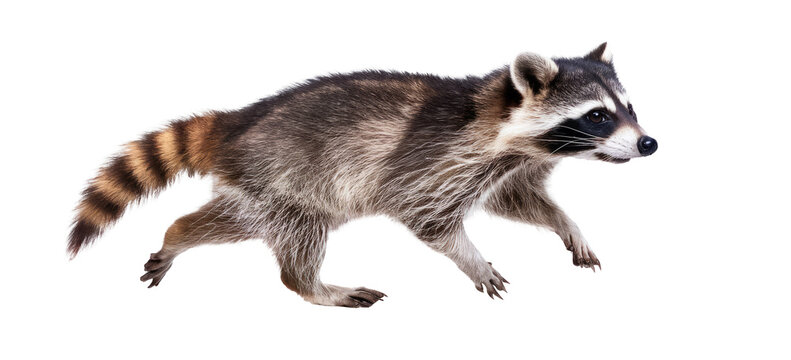 Fototapeta raccoon running, isolated on transparent background.