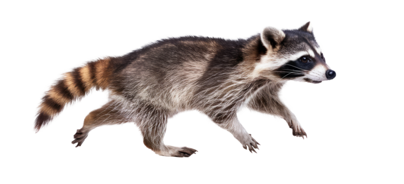 raccoon running, isolated on transparent background.