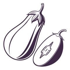 silhouette eggplant on white background