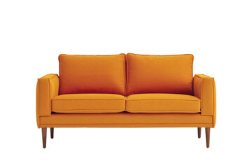 orange sofa isolated on white background