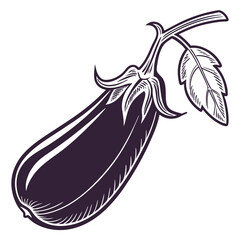silhouette eggplant on white background