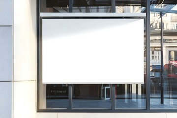 Outdoor Sign on Shop Front Window Mockup in Urban Retail Setting