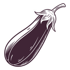 silhouette eggplant on white background