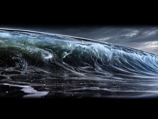 Abstract wave with glitter and dark clouds