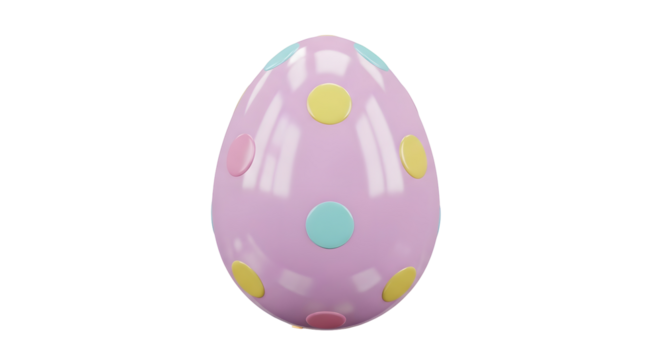 Purple Easter Egg With Pastel Polka Dots Isolated On Transparent Background - Powered by Adobe