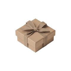 Elegant brown gift box wrapped with a burlap ribbon perfect for celebrations, holidays, and special occasions Transparent background or png