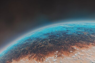Alien planet, vibrant blue and brown landscapes