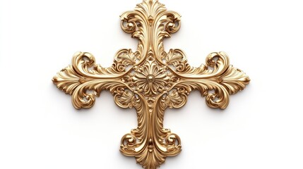 International Key Day, 9 December, Isolated golden antique key with intricate engravings isolated on solid white background.
