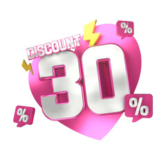 3d sales pink and white love discount price tag for composition 30 percent, amazing for valentine day