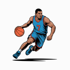 Young man playing basketball design illustration