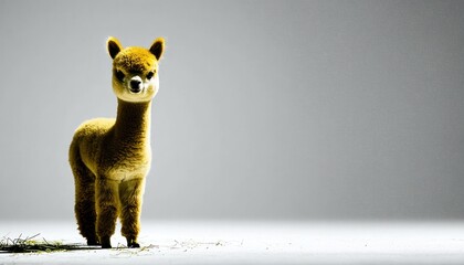 Fototapeta premium Alpaca portrait against a plain backdrop
