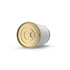 Tin Can with Blank White Label and Pull Tab Lid Isolated on Transparent Background