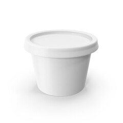 White Plastic Food Container with Lid Isolated on Transparent Background