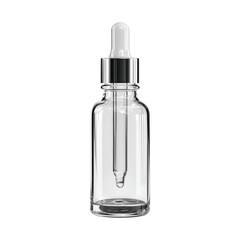 Clear Glass Dropper Bottle with Pipette for Essential Oils, Serums, or Liquid Products on White Background Transparent background or png