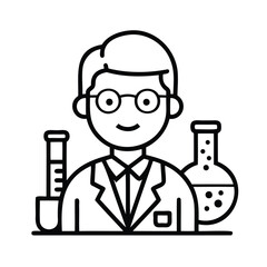 Laboratory Outline Vector Icon – Mouse Symbol on White Background