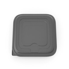 Black Plastic Food Container with Clear Lid Isolated on Transparent Background