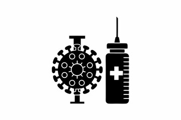 Vaccine vial icon vector silhouette illustration isolated on white background