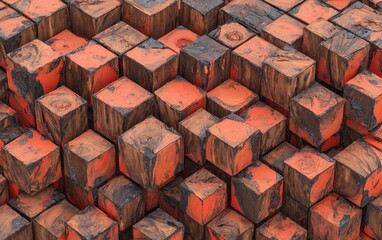 Abstract wooden cubes