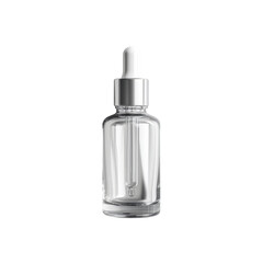 Naklejka premium Clear glass dropper bottle with white dropper cap, isolated on a white background, ideal for cosmetic products and serums Transparent background or png