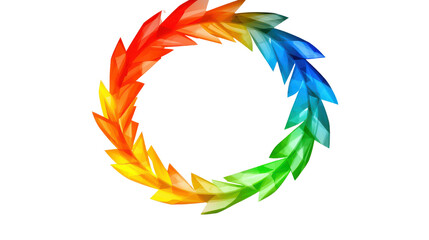 Obraz premium Colorful Abstract Shape with Stylized Leaves in a Circular Arrangement on a Transparent Background