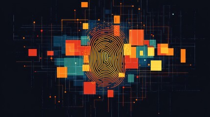 Abstract fingerprint digital network background, concept