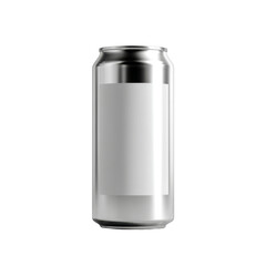Blank aluminum can with metallic finish isolated on a white background for customizable product design and branding purposes Transparent background or png