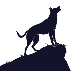 silhouette dog on white background