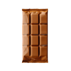 Close-up View of a Delicious Milk Chocolate Bar Wrapped in Glossy Foil on a Solid White Background Transparent background or png