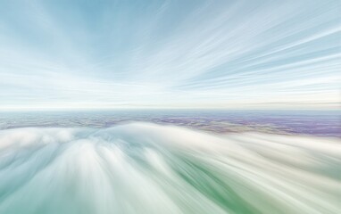 Aerial view of a blurred landscape, soft colors