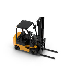 Industrial Forklift Truck Front View Isolated on Transparent Background