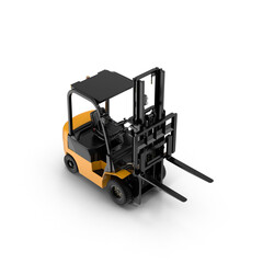 Industrial Forklift Side Angle View Isolated on Transparent Background