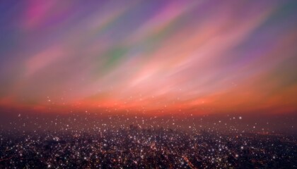 Fototapeta premium Aerial view of a city at dusk with a vibrant sky