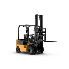 Industrial Forklift Side Angle View Isolated on Transparent Background