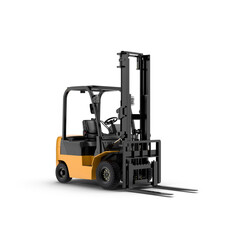 Industrial Forklift Truck Front View Isolated on Transparent Background
